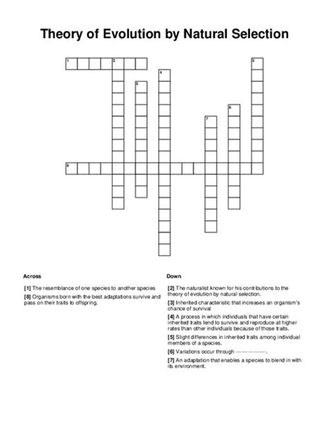 natural selection crossword|evolution crossword puzzle answer key.